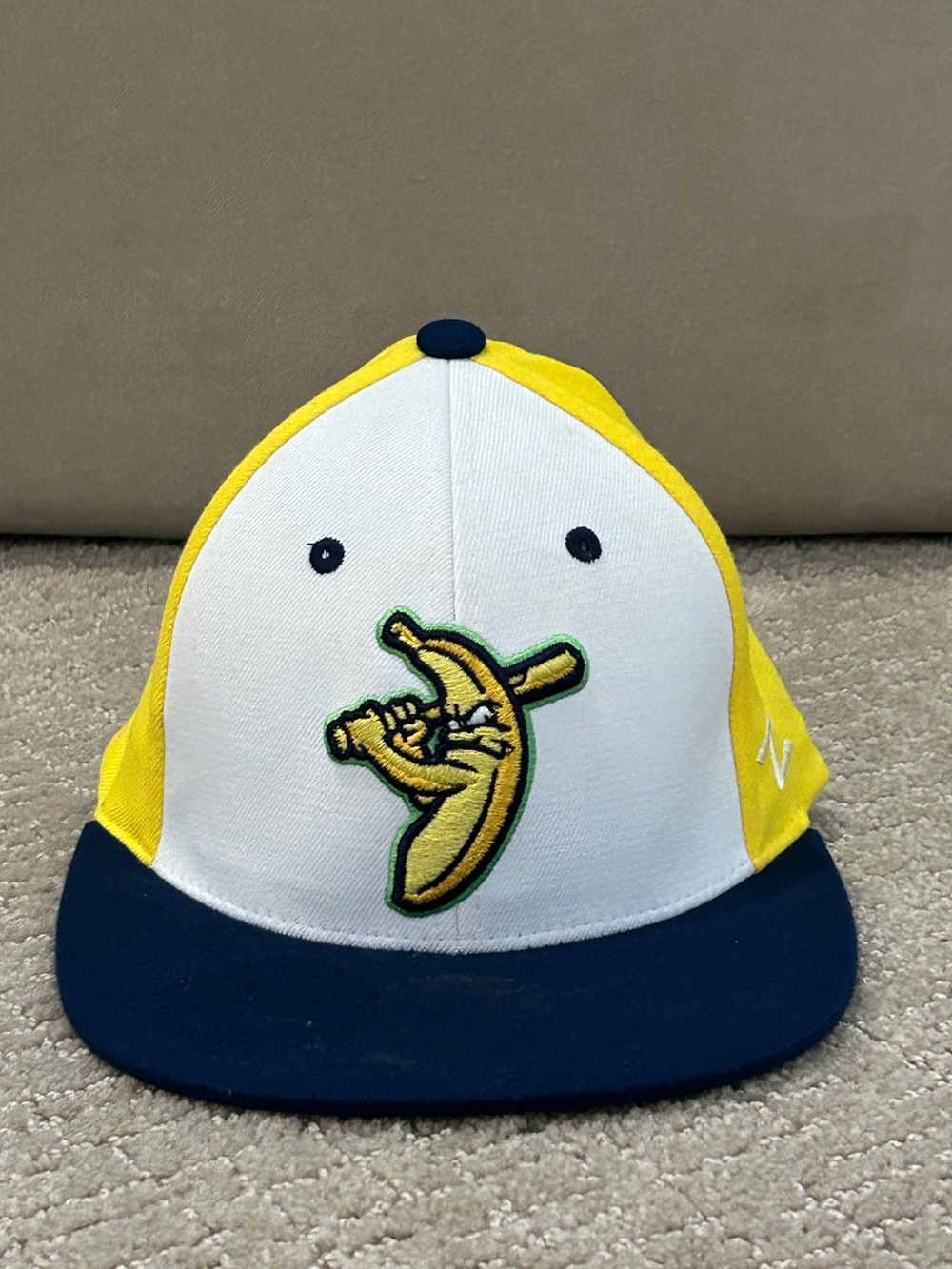 Youth Small - Savannah Banana Yellow & White Kids Baseball Cap